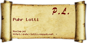 Puhr Lotti névjegykártya